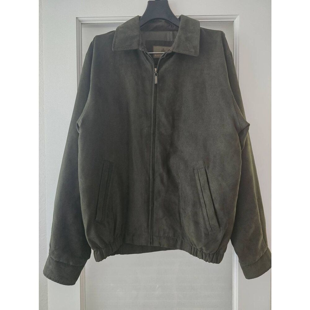 Mens Rainforest Faux Suede Bomber Style Jacket Dark Olive Green‎ Size Small